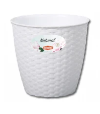 Obal na květináč NATURAL bílý - 14 x 13 cm - 1 ks