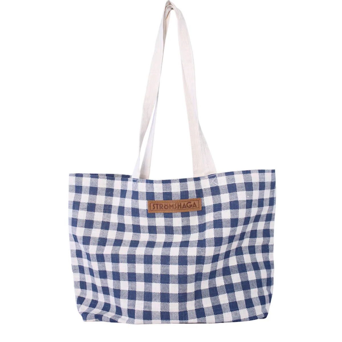 Plátěná taška s kostkovaným vzorem - modro-bílá - Strömshaga AB - 1 ks