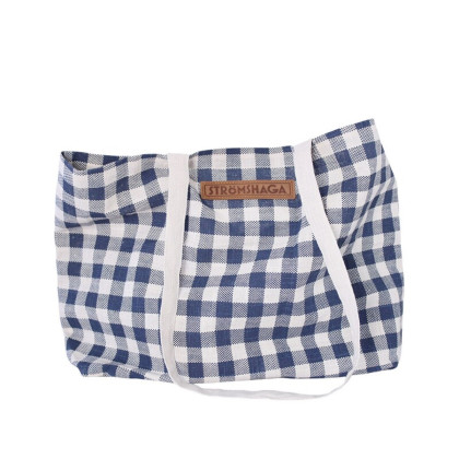 Plátěná taška s kostkovaným vzorem - modro-bílá - Strömshaga AB - 1 ks