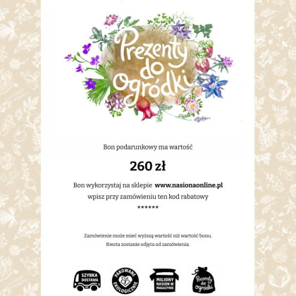 Bon podarunkowy o wartości 260 zł