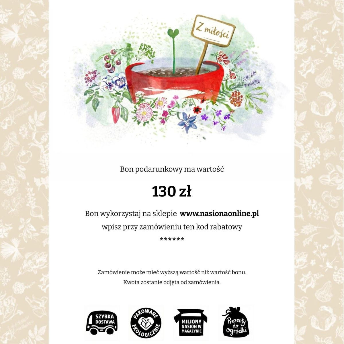 Bon miłosny o wartości 130 zł