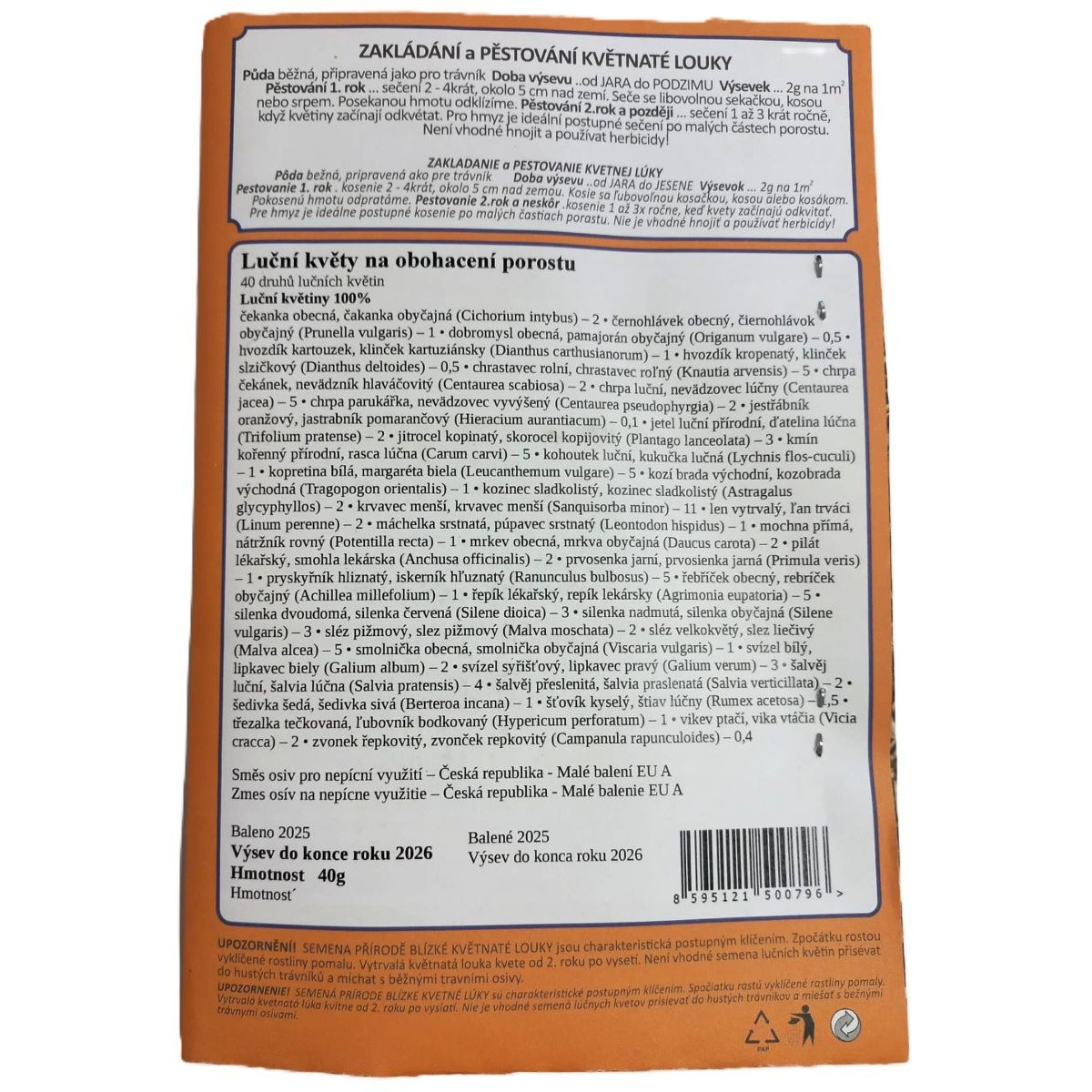 Kwiaty łąkowe do wzbogacenia runa - nasiona Planta Naturalis - mieszanka - 40 g