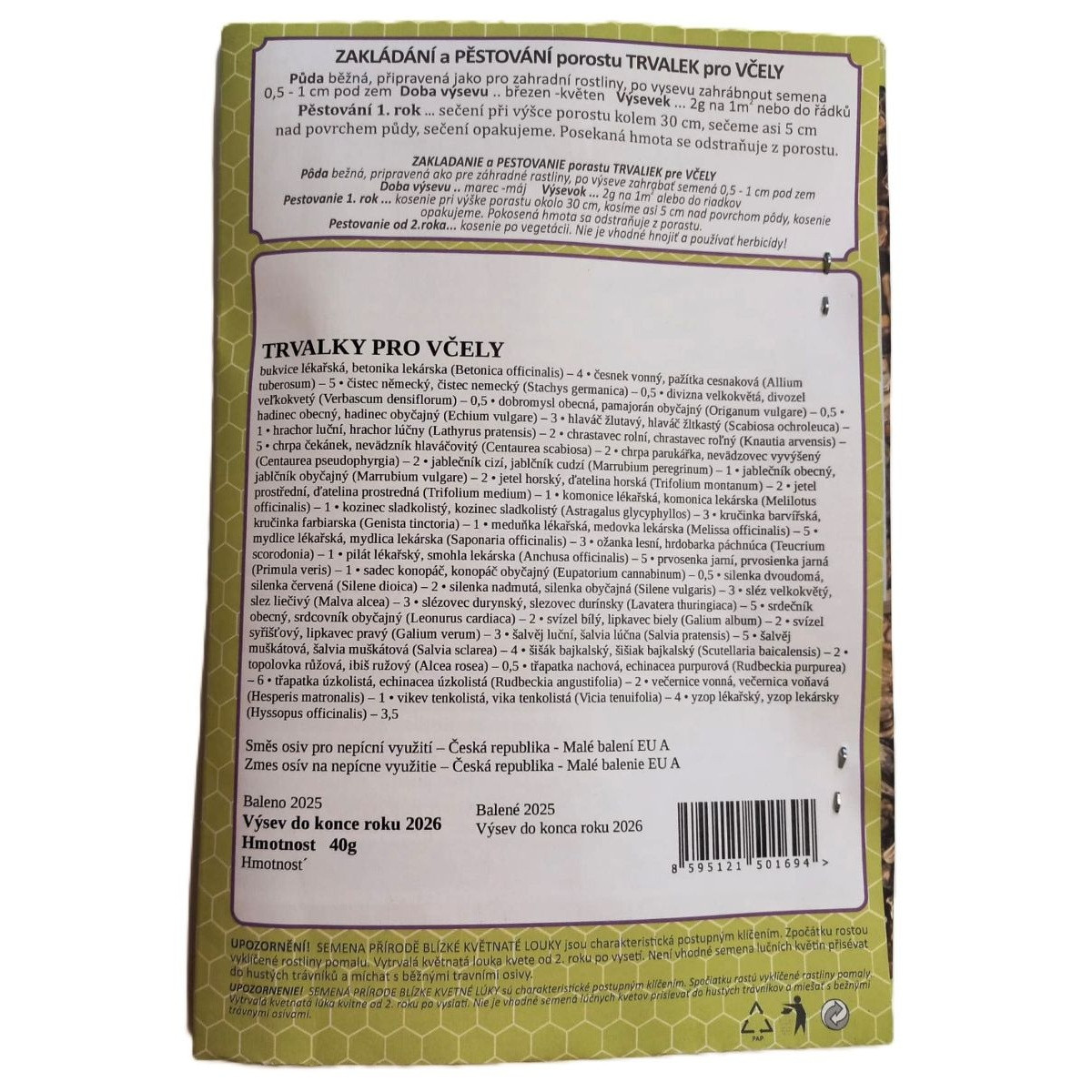 Wytrzymałe kwiaty dla pszczół - nasiona Planta Naturalis - mieszanka - 40 g