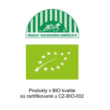 Produkty o jakości ekologicznej posiadają certyfikat CZ-BIO-002.
